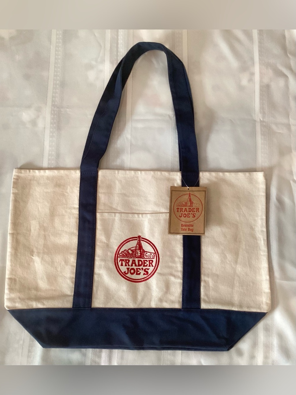 Brand New Trader Joe’s Canvas Classic Navy Tote Large
